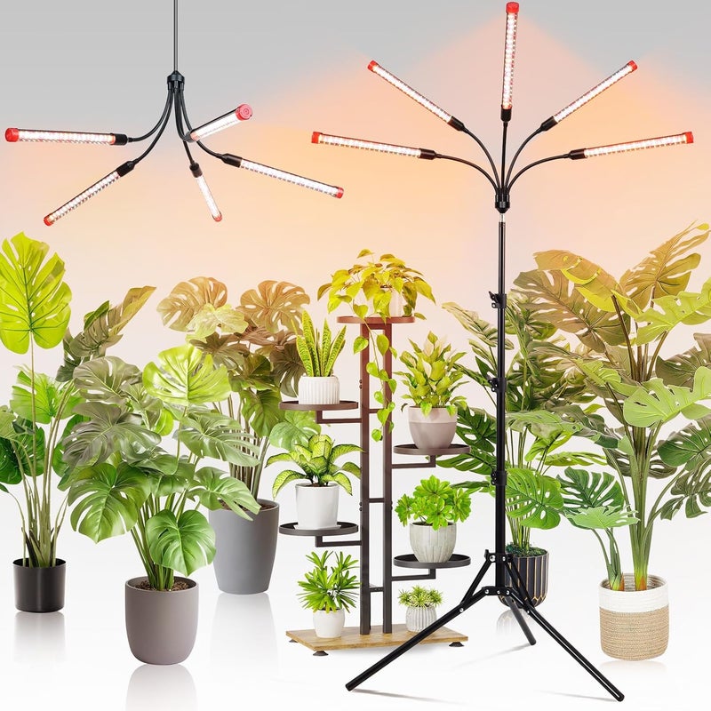 FECiDA Gamechanger! 45W 5Head Tripod Stand Tall Plant Light, 2025 Grow Lights for Indoor Plants with Stand for Bonsai Tree, Big Plants, Full Spectrum Growing Lamp 4,8,12 Hr Timer - Image 1